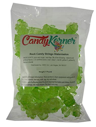 Dryden and Palmer Rock Candy Strings Light Green Watermelon 1 Pound - 16 Ounce - By Candykorner