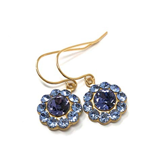 Mauve and Purple Crystal Earrings - Rhinestone Flower Earrings - Vintage Swarovski Crystal Dangle Earrings Mauve and Purple Crystal Earrings - Rhinestone Flower Earrings - Vintage Swarovski Crystal Dangle Earrings