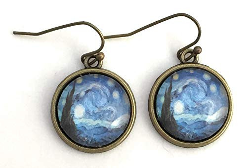 Van Gogh Starry Night Handmade Dangle Earrings Van Gogh Starry Night Handmade Dangle Earrings