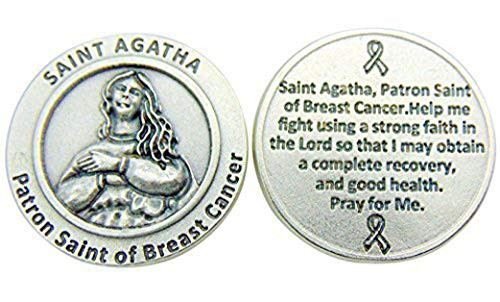 Lumin Mundi St Agatha 1 1-4 Inch Healing Saint Pocket Token Patron of Breast Cancer