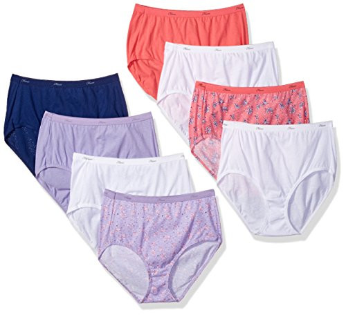 Hanes Womens 6 Pack Cotton Brief -Bonus -2-  Assorted  10