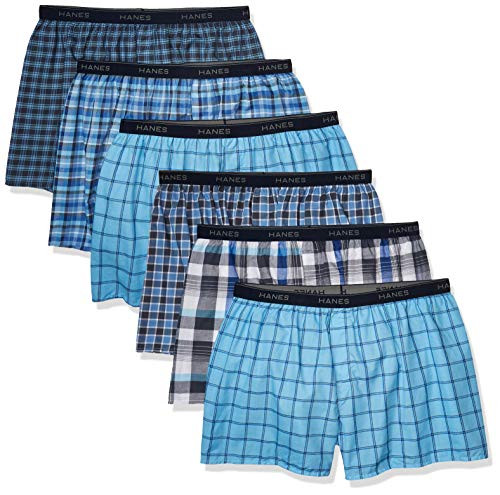 Hanes Mens Plus Size Tagless Boxer with Exposed Waistband  6 Pack Tartan Plaid  XXX-Large