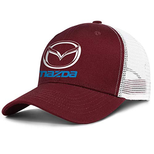 Mazda-Logo- Unisex Mesh Trucker Cap Adjustable Snapback Sports Hat  Burgundy-39  One Size