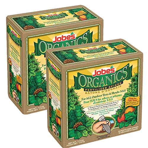 Jobes Organics Tree Fertilizer Spikes  5-5-5 Time Release Fertilizer for All Shrubs and Trees -2-
