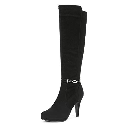 DREAM PAIRS Womens Milann Black Knee High High Heel Boots Size 9 B-M- US