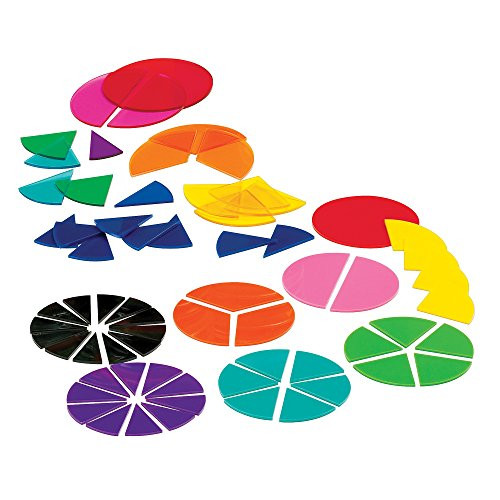 ETA hand2mind Plastic Rainbow Fraction Circles Bulk Classroom Kit with Storage Tote (Pack of 15)