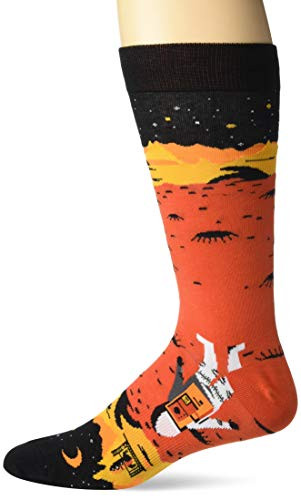 K- Bell Mens Classics Novelty Crew Socks  Red Planet -Red-  Shoe Size 6-5-12