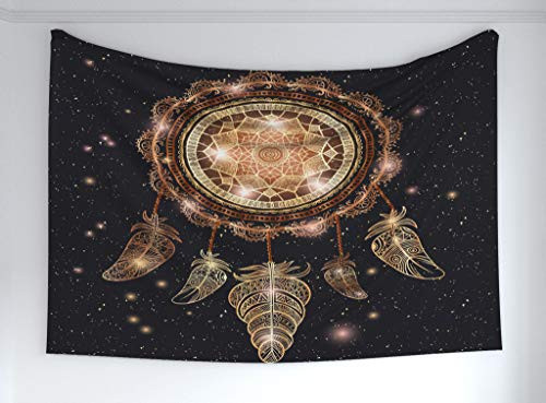 Ambesonne Mandala Tapestry  Dreamcatcher Motif Magic Feathers Hippie Design on Starry Backdrop  Fabric Wall Hanging Decor for Bedroom Living Room Dorm