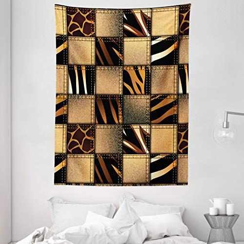 Ambesonne Safari Tapestry  Jeans Denim Patchwork in Safari Style Wilderness Design Art Print  Wall Hanging for Bedroom Living Room Dorm  60 X 80  Bl