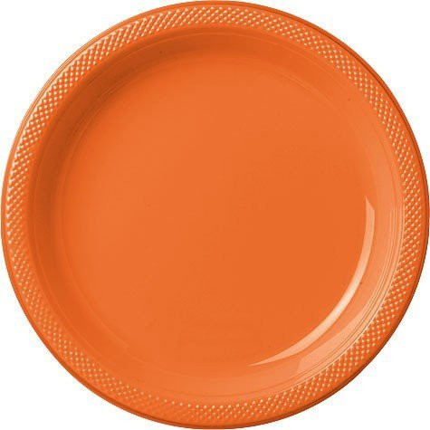 Round Plastic Plates - 20ct -9 inch  Orange Peel-