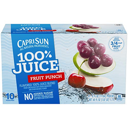 Capri Sun 100 Juice  Fruit Punch  10-Count  6-Ounce Pouches -Pack of 4-