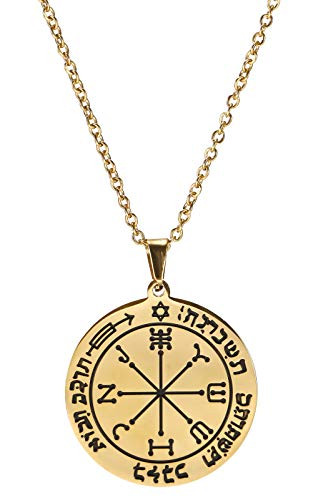 cooltime Stainless Steel 6th Pentacle of Mars Seal Pendant Necklace Talisman for Protection -Gold-