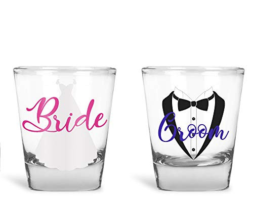 Wedding Shot Glasses - Bride and Groom Shot Glass - Groom Drinking Team Bachelor Party Wedding 2 oz -Bride and Groom- Wedding Shot Glasses - Bride and Groom Shot Glass - Groom Drinking Team Bachelor Party Wedding 2 oz -Bride and Groom-
