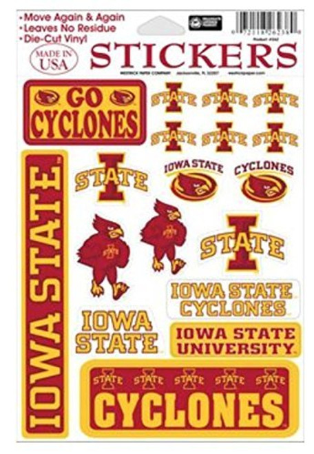 NCAA Iowa State University ISU Cyclones 6x9 Sheet of 18 Decals Stickers