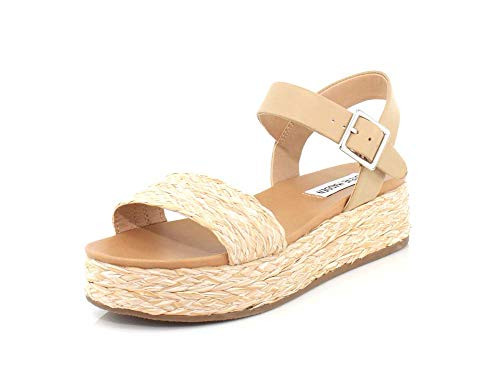 Steve Madden Accord Platform Sandals Natural Raffia 9