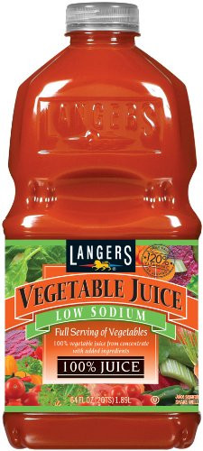 Langers 100 Juice Low Sodium with Vitamin C  Vegetable  64 Ounce -Pack of 8-
