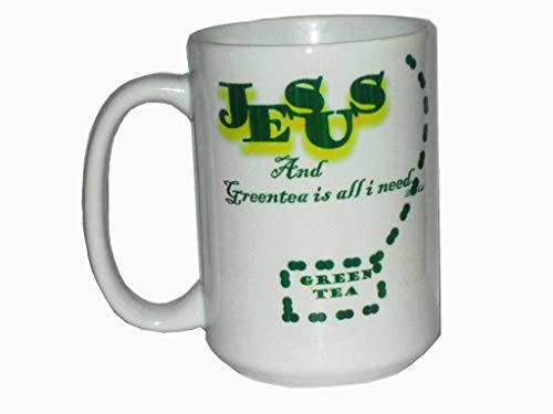 Two-Sided Coffee or Tea Mugs with Inspirational Words Green Tea Is All I Need-