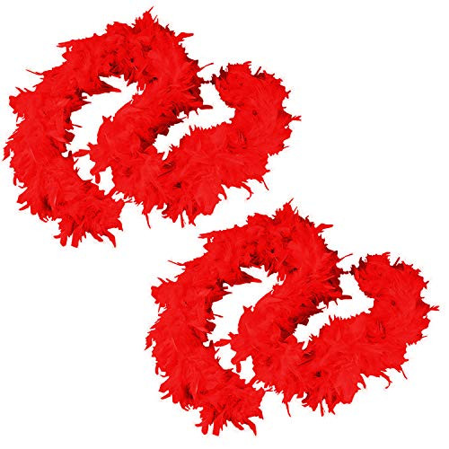 Tigerdoe Feather Boas - 2 Pack - Red Marabou Boas  Party Dressup Costume Accessories  72 Inch Long -2 Pack Red Boas-