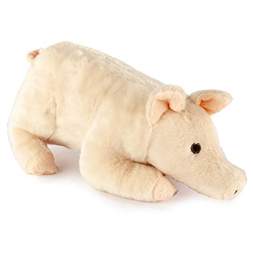 Giftable World Metropawlin Pet 9 Inch Plush Pet Toy Lying Pig with Squeaker Dog Chew Toy