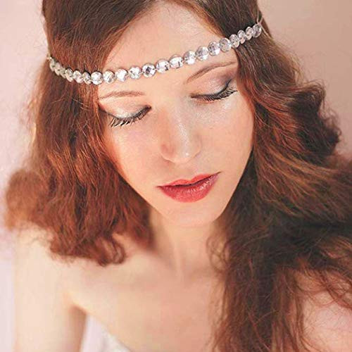 Jovono Boho Head Chain Crystal Headpiece Fashion Hair Accesories for Women and Girls -Silver- Jovono Boho Head Chain Crystal Headpiece Fashion Hair Accesories for Women and Girls -Silver-