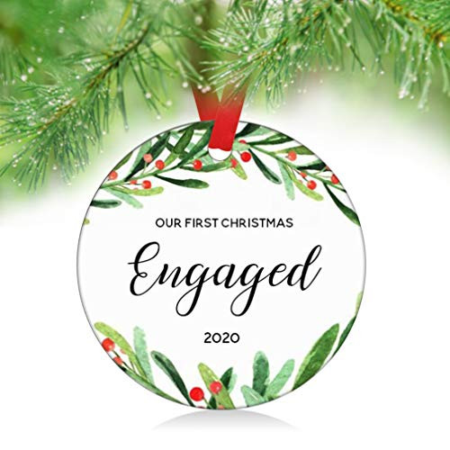 ZUNON Our First Christmas Engaged Ornaments 2020 Couple Married Wedding Decoration 3 Ornament -Engaged Ornament 1-