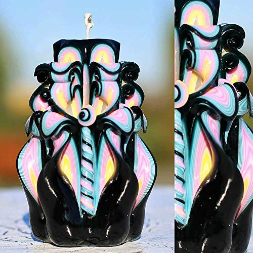 Carved Candles Black -Halloween Pillar Candles-Hand Carved Candles Gift on Christmas-Oscar candles Carved Candles Black -Halloween Pillar Candles-Hand Carved Candles Gift on Christmas-Oscar candles