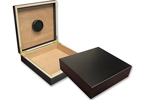 Prestige Import Group Chateau Small Cigar Humidor with Humidifier - Capacity 20 Cigars - Color Black
