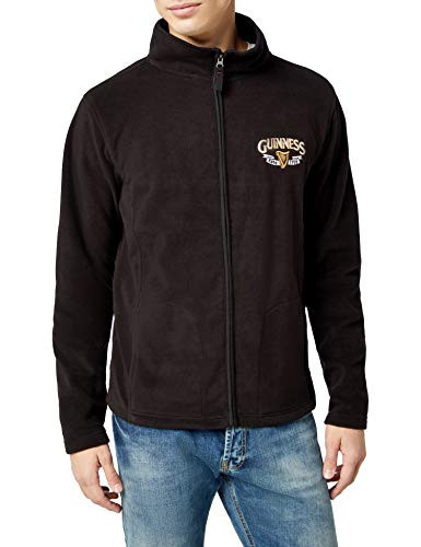 Guinness Full Zip-Up Fleece Jacket Logo Print  Black Colour