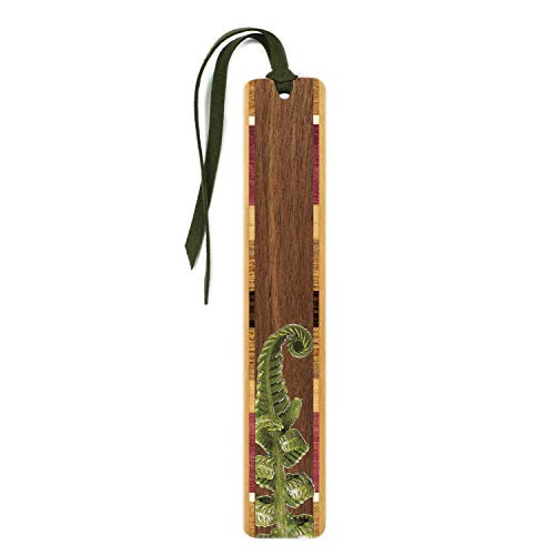 Fiddlehead Fern Wooden Bookmark with Suede Tassel