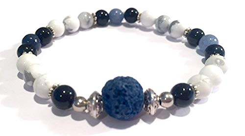 Handmade Blue Lava Rock -Basalt- Black Tourmaline Blue Adventurine and Howlite Diffuser Healing Bracelet 7 Inches Handmade Blue Lava Rock -Basalt- Black Tourmaline Blue Adventurine and Howlite Diffuser Healing Bracelet 7 Inches