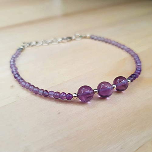 Dainty Amethyst Round Beads Bracelet with Sterling Silver Minimalist February Birthday Jewelry Dainty Amethyst Round Beads Bracelet with Sterling Silver Minimalist February Birthday Jewelry