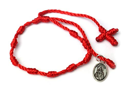 My Saint Jude Red Medal Prayer Rosary Pendant Catholic Christian Protection for Blessed Men Women Religious Bracelet-San Judas Tadeo Medalla Pulseras