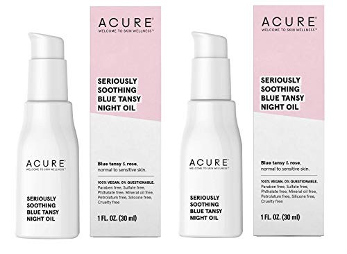 Acure Organics Seriously Soothing Blue Tansy Night Oil -Pack of 2- With Blue Tansy and Jasmine  For Normal to Sensitive Skin  1 fl- oz-