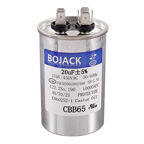 BOJACK 20 uf 370V 450V AC CBB65 Motor and Fan Starting Round Capacitor 20 MFD 10000AFC