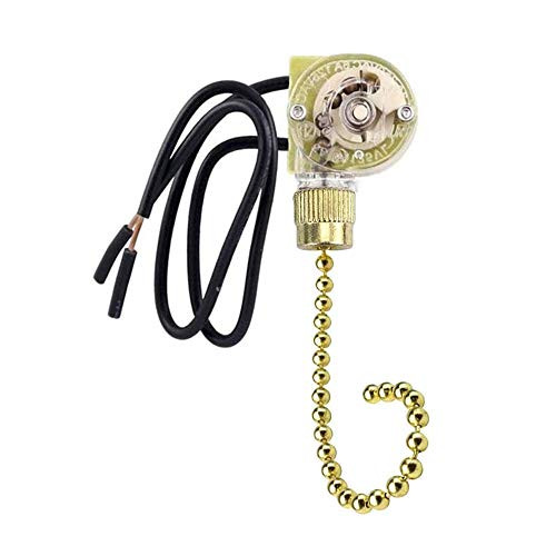 Ceiling Fan Switch Zing Ear ZE-109 3 Speed 4 Wire For Ceiling Light Fans Lamps and Wall Lights Pull Chain Switch Replacement On-Off with Brass Pull Ch
