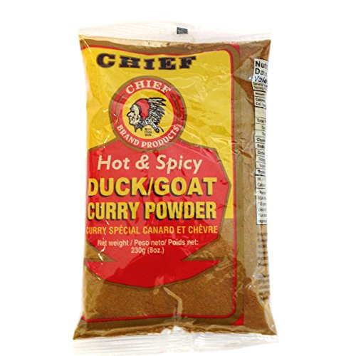 CHIEF HOT and SPICY CURRY POWDER   230g -8 oz-  DUCK AND GOAT BLEND MADE IN TRINIDAD and TOBAGO