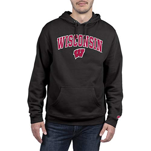 Top of the World Wisconsin Badgers Mens Black Applique Arch Hoodie Sweatshirt  X-Large