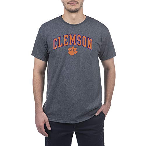 Elite Fan Shop Clemson Tigers Mens Short Sleeve Charcoal Gray Arch Tee  XX-Large