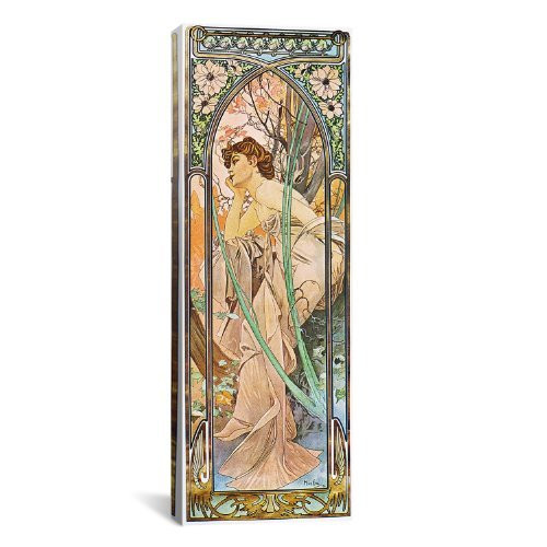 iCanvasART Evening Reverie, 1899 by Alphonse Mucha Canvas Art Print, 36 by 12-Inch