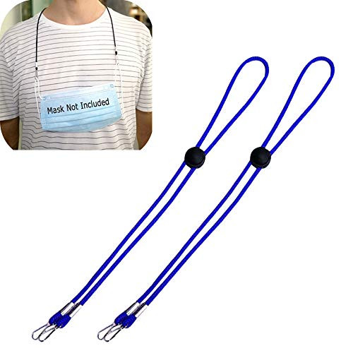Adjustable Length Mask Lanyard Straps for Back of Head or Neck and Adjustable Stopper Mask Holders Extender -Blue  2Pcs-