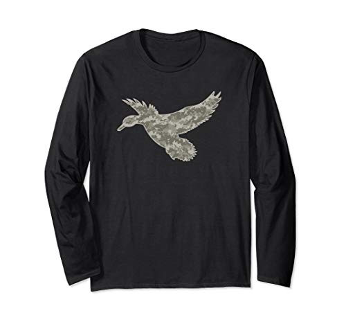 Grey Camouflage Duck Hunting - Digital Grey Camo Duck Hunter Long Sleeve T-Shirt