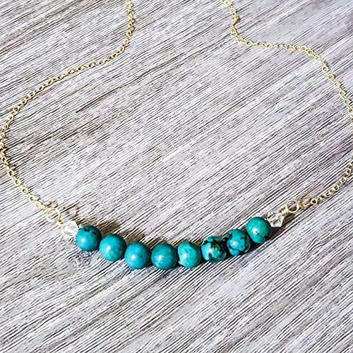 Blue Natural Turquoise December Birthstone 14K Gold Fill Necklace Christmas Birthday Gift for Her