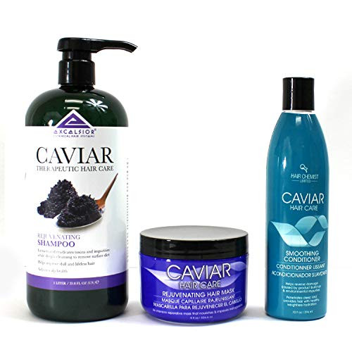 Excelsior Caviar Therapeutic Hair Care Shampoo 33-8 oz  Smoothing Conditioner 10 oz and Hair Mask 8 oz-