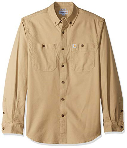 Carhartt Mens Rugged Flex Rigby Long Sleeve Work Shirt -Regular and Big and Tall Sizes-  Dark Khaki  Large