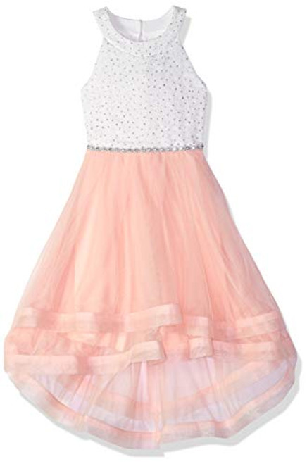 Speechless Big Girls 7-16 Sparkle Waist Party Dress with Defined Hem  Ivory-Blush Pink  14