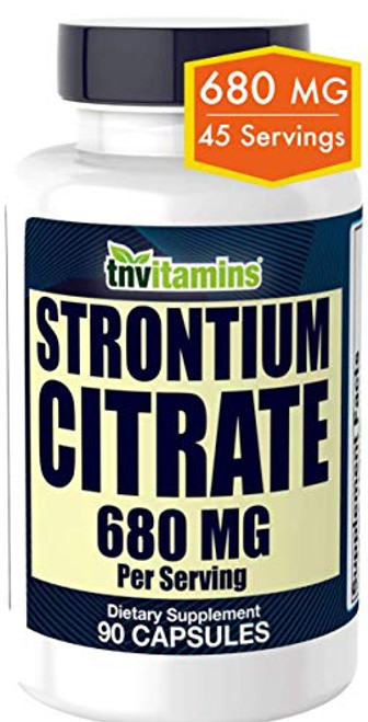 Strontium Citrate Supplement - 680 Mg - 90 Capsules - Bone Strength  and Bone Support Formula - Strontium Supplement for Bone Health  Density - Simila