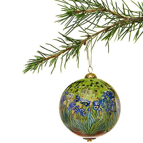 THE J- PAUL GETTY MUSEUM - Van Goghs Irises  Hand Painted Ornament