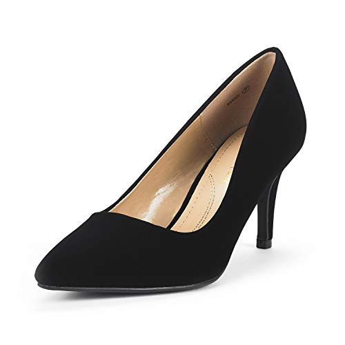 DREAM PAIRS Womens KUCCI Black Nubuck Classic Fashion Pointed Toe High Heel Dress Pumps Shoes Size 7 M US