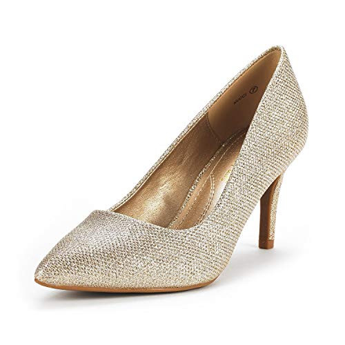 DREAM PAIRS Womens KUCCI Gold Glitter Classic Fashion Pointed Toe High Heel Dress Pumps Shoes Size 8 M US