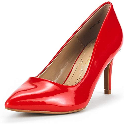 DREAM PAIRS Womens KUCCI Red Pat Classic Fashion Pointed Toe High Heel Dress Pumps Shoes Size 11 M US